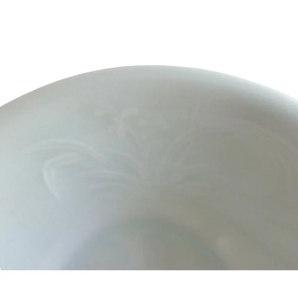 Green Jadeite Tea Cup Saucer Set Coffee Mug Raised Asian Flower Vtg Milk Glass
